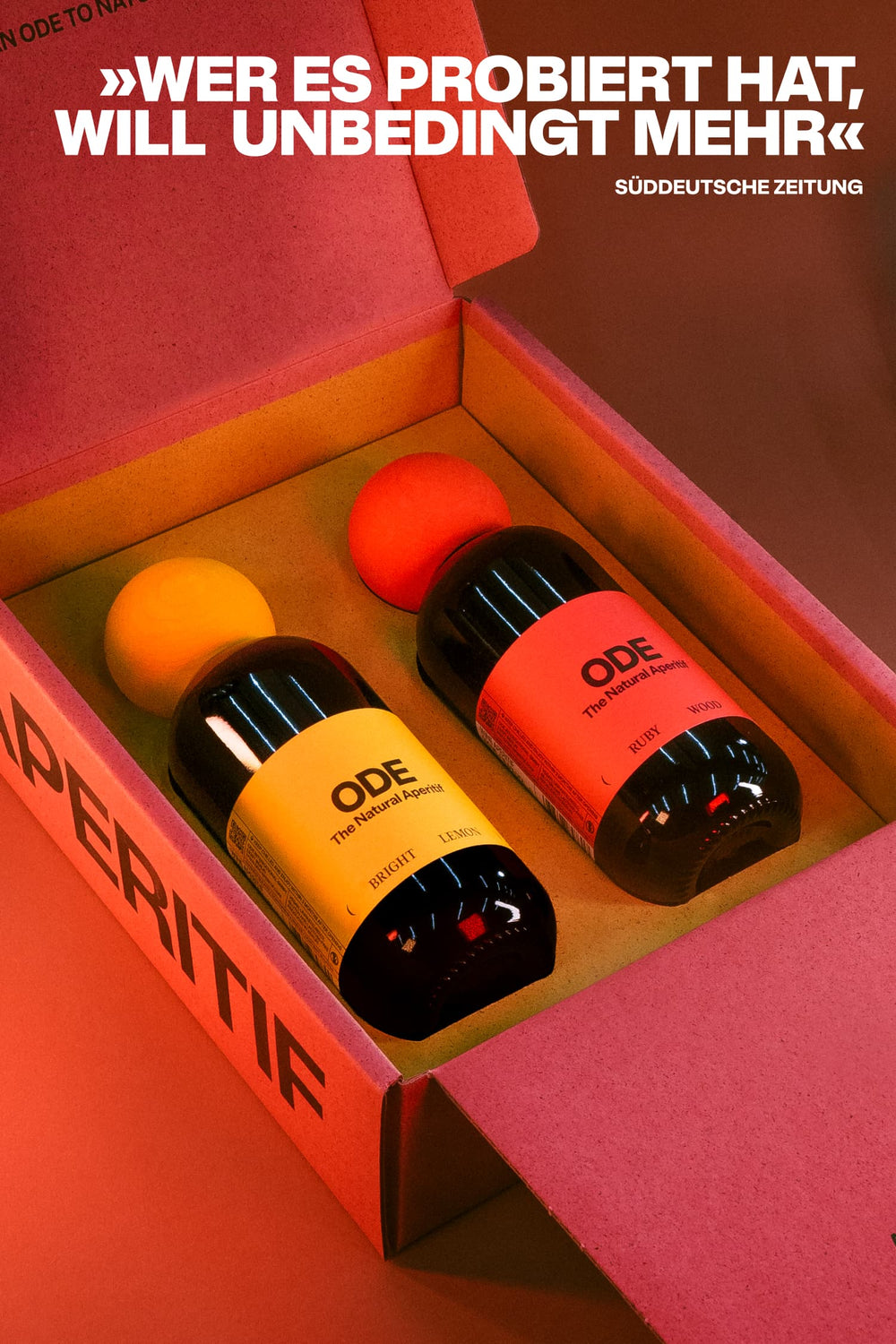 ODE Twin Geschenkbox mit Ruby Wood und Bright Lemon Aperitif - Premium Geschenkset aus Berlin

